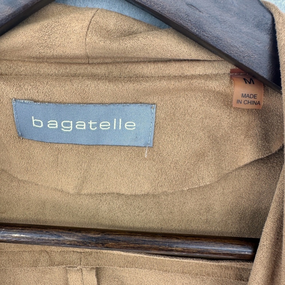 Bagatelle Womens Tan Faux Suede Open Front Draped Waterfall Cardigan Jacket M - Picture 4 of 10